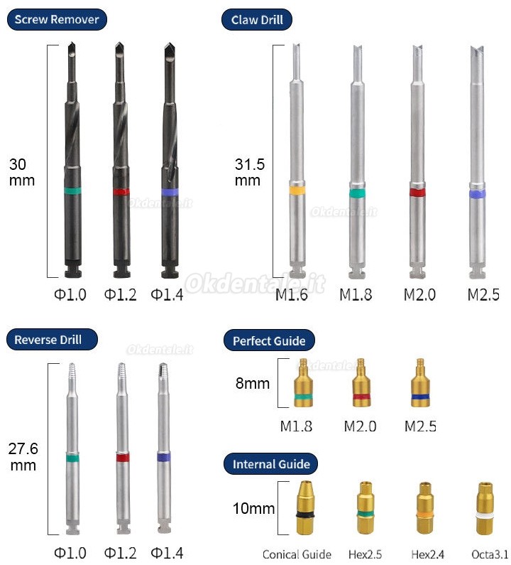 Kit per la rimozione di impianti dentali, Estrattore viti rotte per impianti
